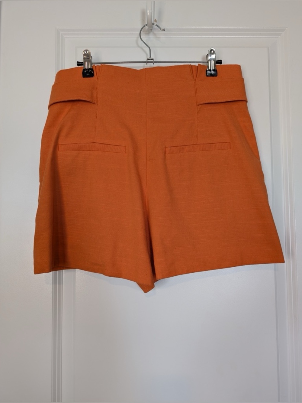 Veronica Beard Franzi Linen Blend Pleated Shorts Orange Size 6 - Picture 5 of 12